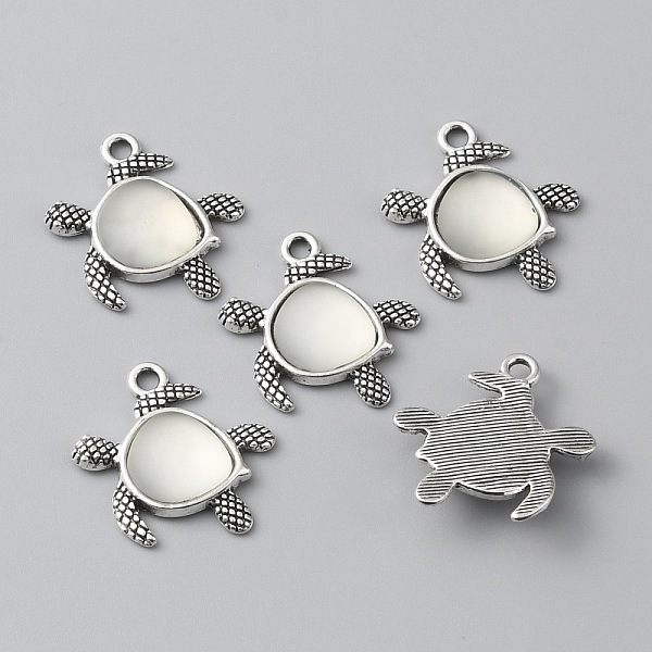 

PandaHall Resin Pendants, Sea Turtle Charm, with Alloy Findings, Antique Silver, 20x20x4mm, Hole: 1mm Alloy+Resin Turtle White