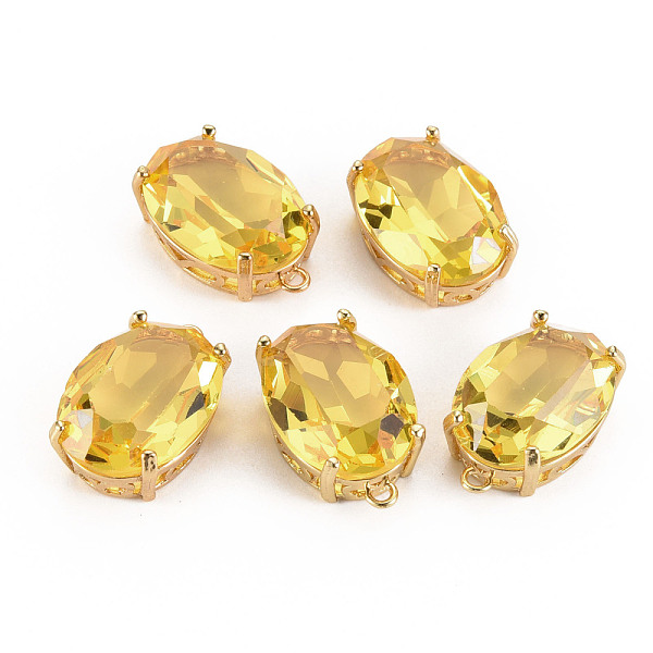 

PandaHall Transparent Glass Pendants, with Brass Prong Settings, Faceted, Oval, Light Gold, Gold, 20x13x8.5mm, Hole: 1.5mm Brass+Glass Oval...