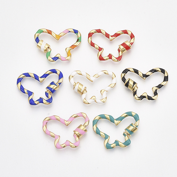 

PandaHall Golden Plated Brass Screw Carabiner Lock Charms, for Necklaces Making, with Enamel, Butterfly, Mixed Color, 21x26x2.5~6mm Brass..., Multicolor