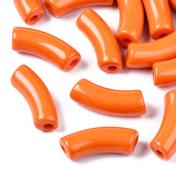 

PandaHall Opaque Acrylic Beads, Curved Tube, Dark Orange, 34.5x13x11mm, Hole: 3.5mm Acrylic Tube