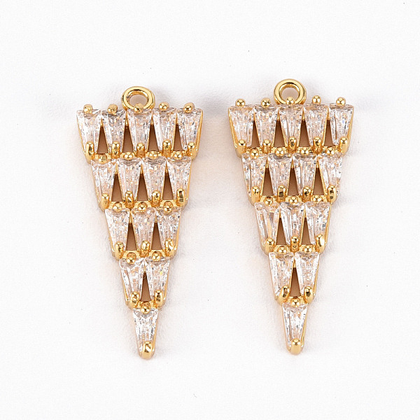 

PandaHall Brass Micro Pave Clear Cubic Zirconia Pendants, Triangle, Real 18K Gold Plated, 23x10x3mm, Hole: 1.2mm Brass+Cubic Zirconia...