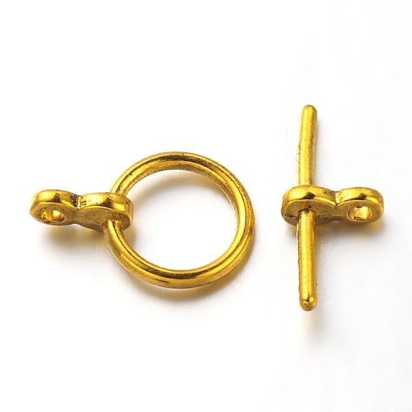 

PandaHall Tibetan Style Toggle Clasps, Lead Free & Cadmium Free & Nickel Free, Ring, Antique Golden, Ring: 17x12x4mm, Bar: 8x19x4mm, Hole...