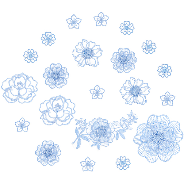 

PandaHall 20 Pcs Light Blue Flower Embroidery Patch, 7 Styles Organza Embroidery Lace Appliques Flower Appliques Sew on Patches for...