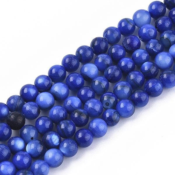 

PandaHall Freshwater Shell Beads Strands, Dyed, Round, Blue, 4mm, Hole: 0.8mm, about 95pcs/strand, 14.96 inch(38cm) Freshwater Shell Round...