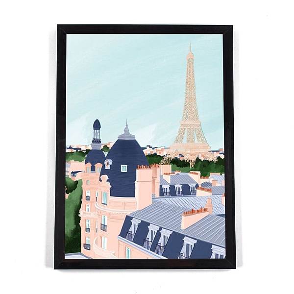 PandaHall DIY 5D Paris City Canvas Diamond Painting Kits, with Resin Rhinestones, Sticky Pen, Tray Plate, Glue Clay, Frame and Drawing Pin...