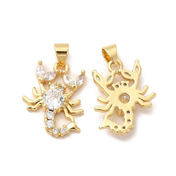 

PandaHall Rack Plating Brass Micro Pave Cubic Zirconia Pendants, Cadmium Free & Lead Free, Long-Lasting, Scorpion, Real 18K Gold Plated..., Clear