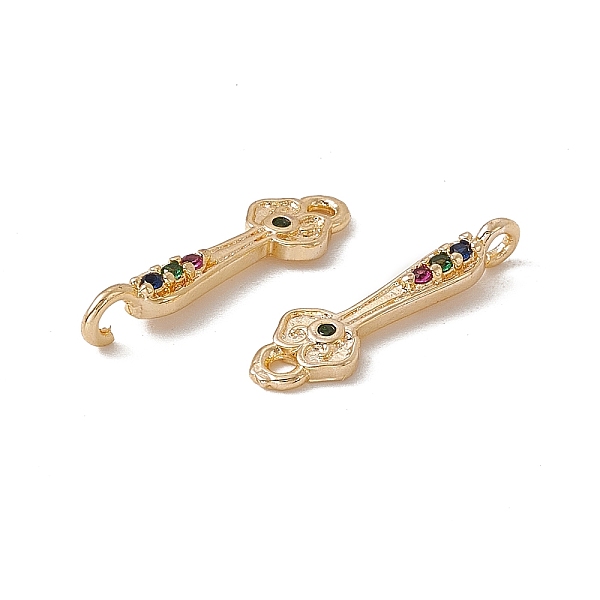 

PandaHall Brass Pave Colorful Cubic Zirconia Connector Charms, Flower Key Links, Real 18K Gold Plated, 18.5x5.5x3.5mm, Hole: 1.4mm...
