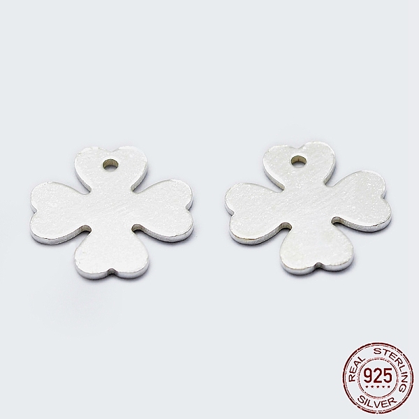 

PandaHall 925 Sterling Silver Charms, Clover, with S925 Stamp, Silver, 10x10x0.8mm, Hole: 1mm Sterling Silver Clover Silver