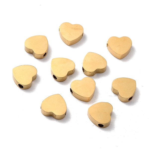 

PandaHall Ion Plating(IP) 304 Stainless Steel Beads, Heart, 18K Gold Plated, 8.5x9x3mm, Hole: 1.8mm 304 Stainless Steel Heart
