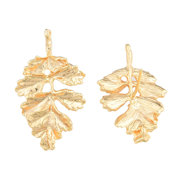 

PandaHall Brass Stud Earring Findings, with Vertical Loops, Oak Leaf, Nickel Free, Golden, 29.5x17mm, Hole: 1mm, Pin: 0.8mm Brass Leaf