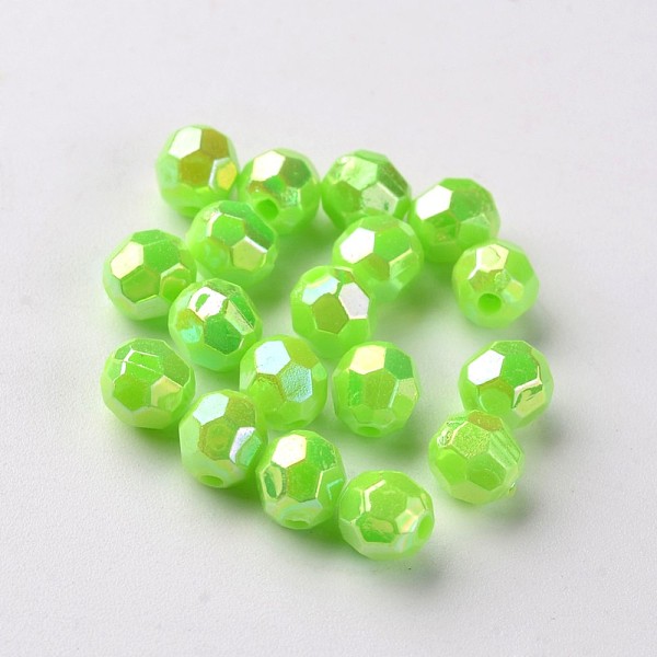 

PandaHall AB Color Plated Eco-Friendly Poly Styrene Acrylic Round Beads, Faceted, Lawn Green, 10mm, Hole: 1mm, about 980pcs/500g Acrylic...