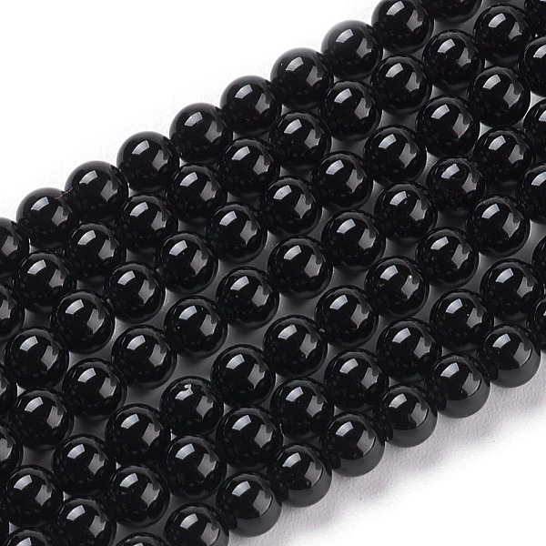 

PandaHall Round Natural Black Onyx Stone Beads Strands, 4mm, Hole: 0.8mm, about 94pcs/strand, 15.7 inch Black Onyx Round