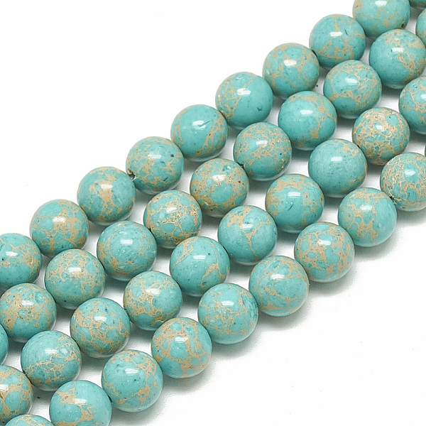 

PandaHall Synthetic Imperial Jasper Beads Strands, Dyed, Round, Turquoise, 6mm, Hole: 1mm, about 68pcs/strand, 15.7 inch Imperial Jasper..., Green