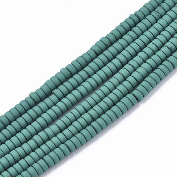 

PandaHall Spray Painted Non-magnetic Synthetic Hematite Beads Strands, Heishi Beads, Flat Round/Disc, Teal, 2x1mm, Hole: 0.8mm, about..., Cyan