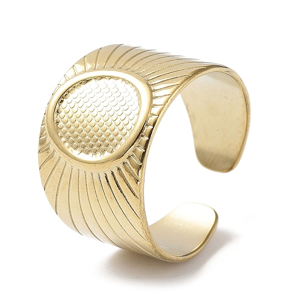 

PandaHall 304 Stainless Steel Open Cuff Ring Findings, Bezel Cup Ring Settings, Oval, Real 18K Gold Plated, Inner Diameter: 18mm, Tray...