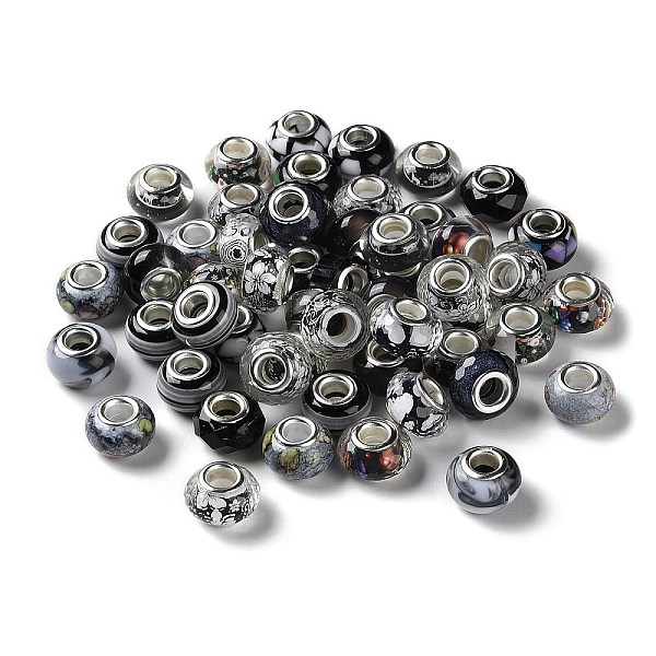

PandaHall Resin European Beads, with Platinum Plated Brass Core, Rondelle, Black, 13.5x9mm, Hole: 5mm Resin+Brass Core Rondelle Black