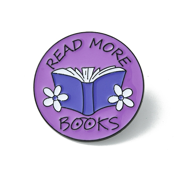 

PandaHall Black Alloy Brooches, Book Pattern Enamel Pins, for Backpack Clothes, Round, 29.5x1.5mm Alloy+Enamel Round