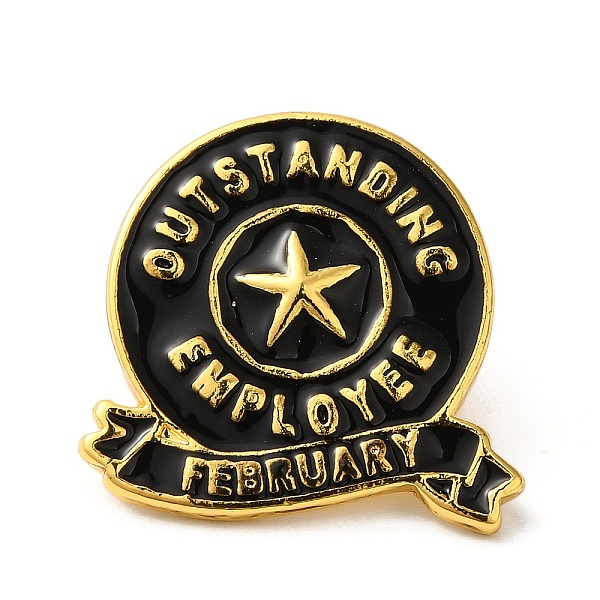 

PandaHall Golden Tone Alloy Outstanding Employee of The Month Enamel Pins, Employee Reward Broch, Black, February, 23x24x2mm Alloy+Enamel...
