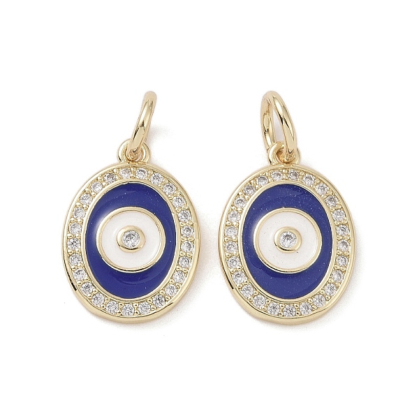 

PandaHall Real 18K Gold Plated Brass Micro Pave Cubic Zirconia Pendants, with Enamel and Jump Ring, Oval with Evil Eye Charms, Blue...