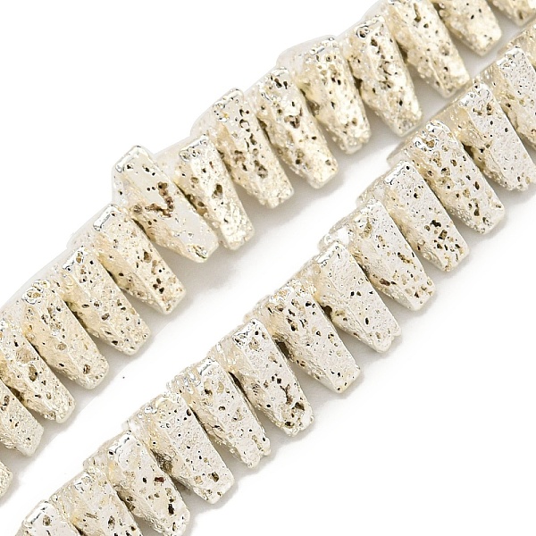 

PandaHall Electroplated Natural Lava Rock Beads Strands, Triangle, Silver Plated, 7.5x6.5x3mm, Hole: 1mm, about 132pcs/strand, 15.75''(40cm)...