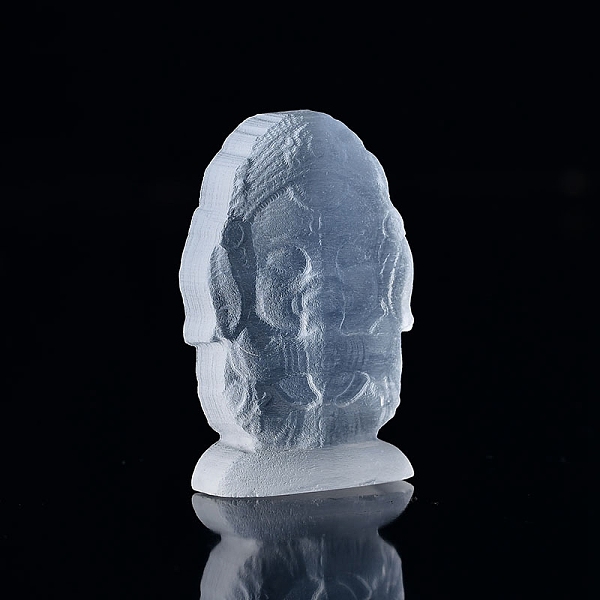 

PandaHall Hindu Elephant God Lord Ganesh Statue, Natural Selenite Figurines, Reiki Energy Stone Display Decorations, for Home Feng Shui..., White