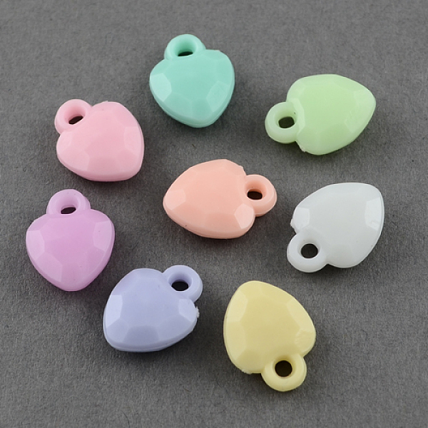 

PandaHall Opaque Acrylic Heart Charms, Faceted, Mixed Color, 13x10x4mm, Hole: 2mm, about 1860pcs/500g Acrylic Heart Multicolor