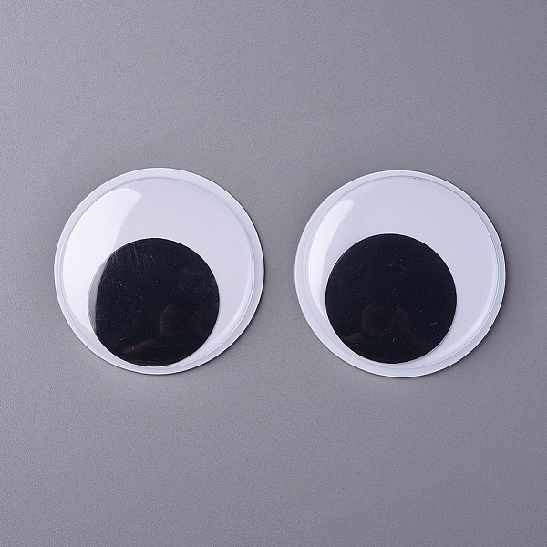 PandaHall Black & White Wiggle Googly Eyes Cabochons, DIY Scrapbooking Crafts Toy Accessories, 80x10mm Plastic Half Round White