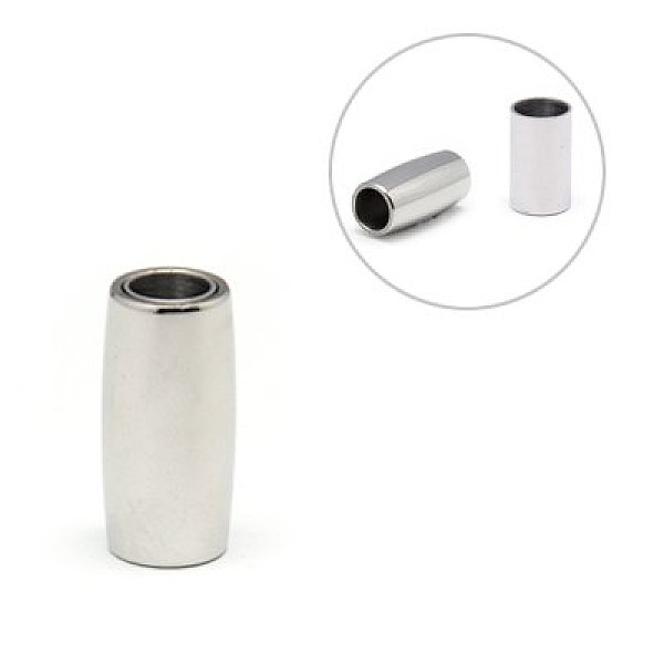 

PandaHall Stainless Steel Magnetic Clasps with Glue-in Ends, Column, Stainless Steel Color, 18x10mm, Hole: 6mm Stainless Steel Column