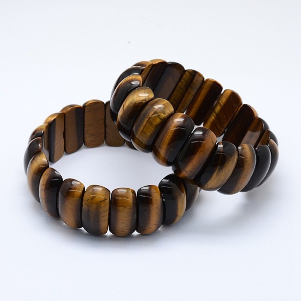 

PandaHall Natural Tiger Eye Beads Stretch Bracelets, Rectangle, 2-1/8 inch~2-1/4 inch(5.5~5.6cm) Tiger Eye