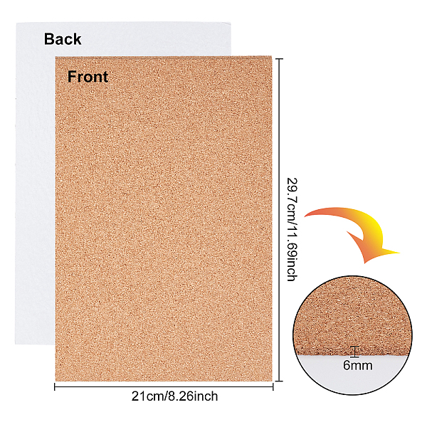 

PandaHall Self-Adhesive Cork Sheets, Rectangle Coaster Cork Backing Sheets for Wall Decoration, Party, BurlyWood, 29.7x21x0.6cm Cork..., Orange