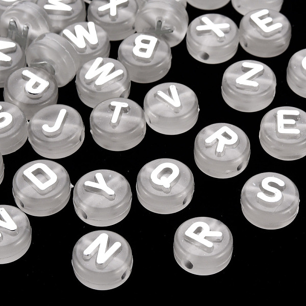 

PandaHall Luminous Acrylic Beads, Horizontal Hole, Flat Round with Random Mixed Letters, Silver, 10x6mm, Hole: 2mm, about 1500~1580pcs/500g...