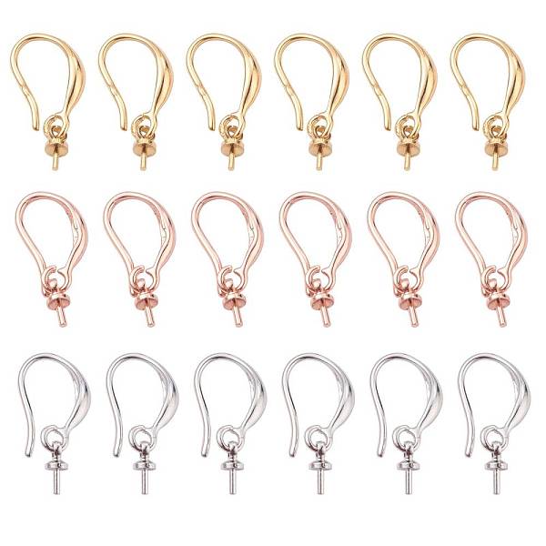 

PandaHall 9 Pairs 3 Colors Brass Earring Hooks, for Half Drilled Beads, Mixed Color, 20x2.7mm, 20 Gauge, Pin: 0.8mm, Bail: 6x2.7mm, Pin...
