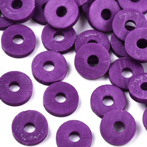 PandaHall Handmade Polymer Clay Beads, for DIY Jewelry Crafts Supplies, Disc/Flat Round, Heishi Beads, Medium Orchid, 8x1mm, Hole: 2mm...