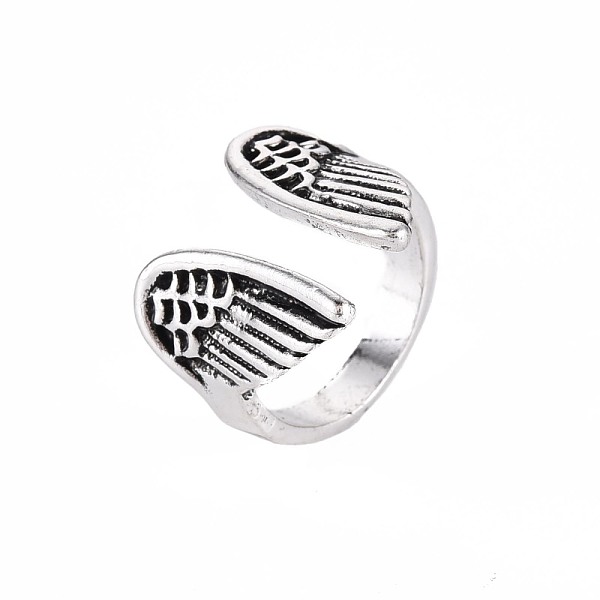 

PandaHall Vintage Wing Cuff Finger Rings for Women, Rack Plating Alloy Open Rings , Antique Silver, US Size 6 3/4(17mm) Alloy