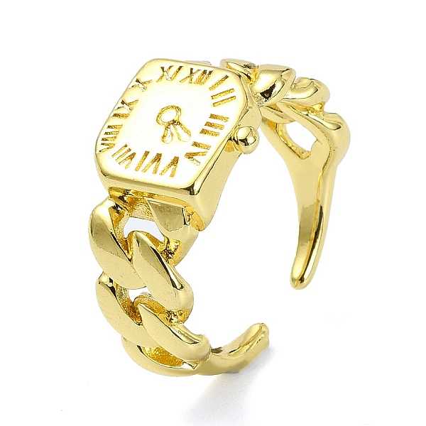 

PandaHall Brass Open Cuff Rings, Watch Shape, Real 18K Gold Plated, US Size 7 1/4(17.5mm) Brass