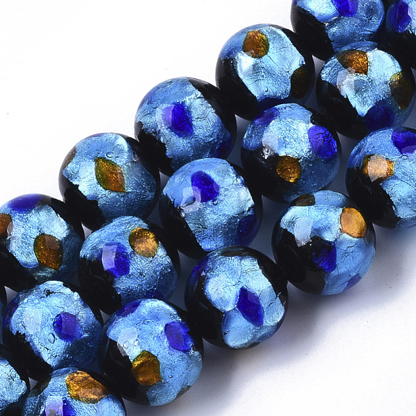 

PandaHall Handmade Silver Foil Lampwork Beads Strands, Round, Royal Blue, 11.5~12.5x11~12mm, Hole: 1mm, about 40pcs/Strand, 17.72 inch...