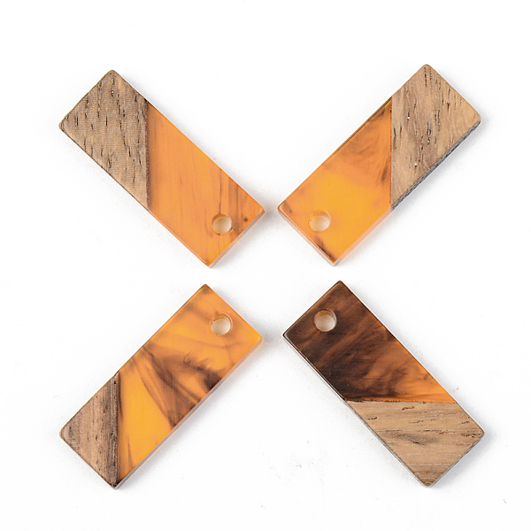 

PandaHall Resin & Walnut Wood Pendants, Rectangle, Orange, 23x8.5x3mm, Hole: 2mm Resin+Wood Rectangle Orange