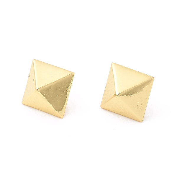

PandaHall Brass Pyramid Stud Earrings for Women, Cadmium Free & Lead Free, Real 18K Gold Plated, 14.5x14.5mm, Pin: 0.9mm Brass Pyramid