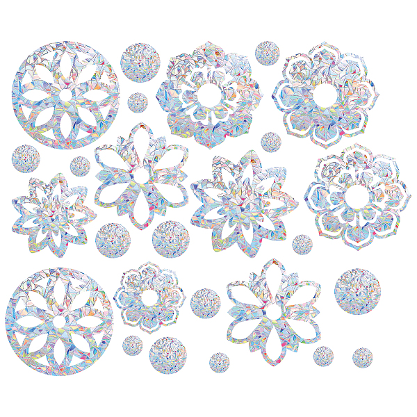 

PandaHall GORGECRAFT 25pcs Mandala Window Clings Anti-Collision Flower Rainbow Window Glass Alert Stickers for Birds Strike Floral Round...