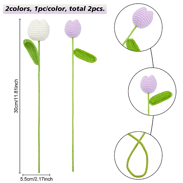Fingerinspire 2pcs 2 Couleurs Coton Tricot Fleur Artificielle