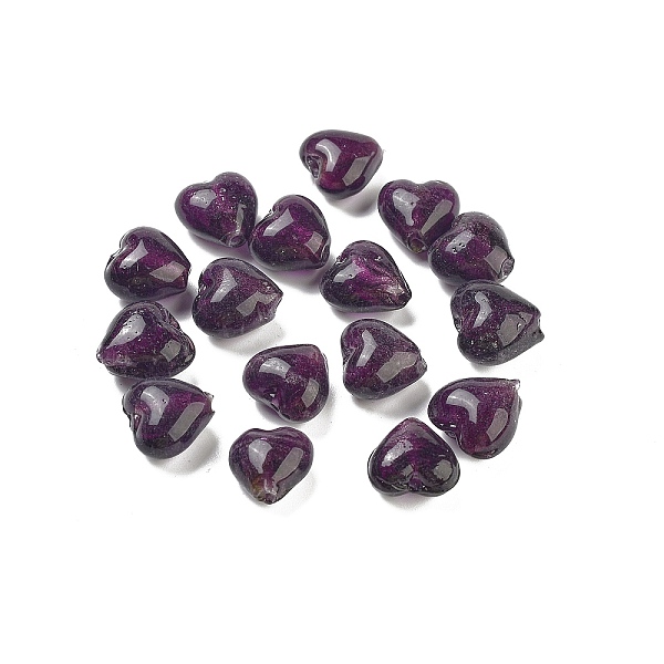 

PandaHall Handmade Silver Foil Glass Beads, Heart, Indigo, 12x12x8mm, Hole: 2mm Silver Foil Heart Purple