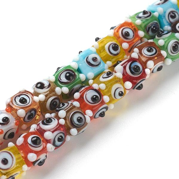 

PandaHall Handmade Bumpy Lampwork Beads Strands, Square with Eye, Colorful, 9x6.5mm, Hole: 2mm, about 65pcs/strand, 17.52 inch(44.5cm)...