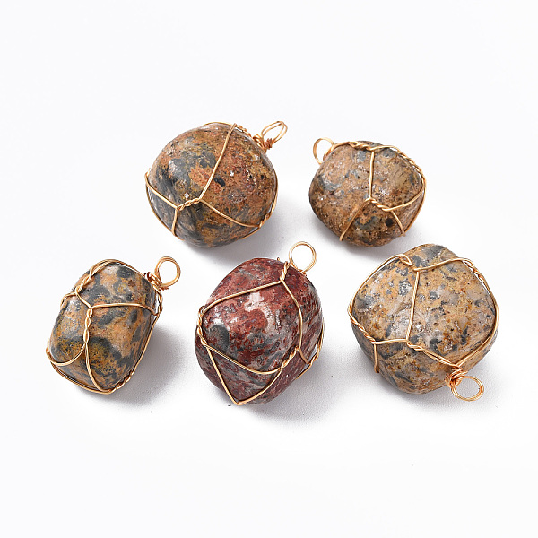 

PandaHall Natural Leopard Skin Jasper Pendants, with Golden Plated Brass Wire Wrapped, Nuggets, 14~25x15~32x13~21mm, Hole: 4mm Leopard Skin...