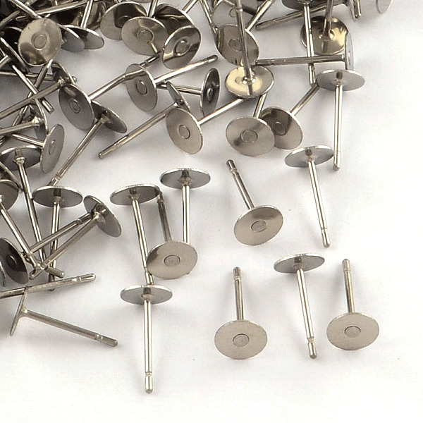 

PandaHall 316 Surgical Stainless Steel Flat Round Blank Peg Stud Earring Settings, Stainless Steel Color, Tray: 5mm, 10x5mm, Pin: 0.8mm 316...
