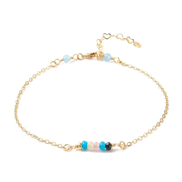 

PandaHall Natural Dyed Malaysia Jade Link Anklets for Women, Brass Chain Anklets, Golden, Dodger Blue, 10-1/4 inch(26cm), 2mm Malaysia Jade