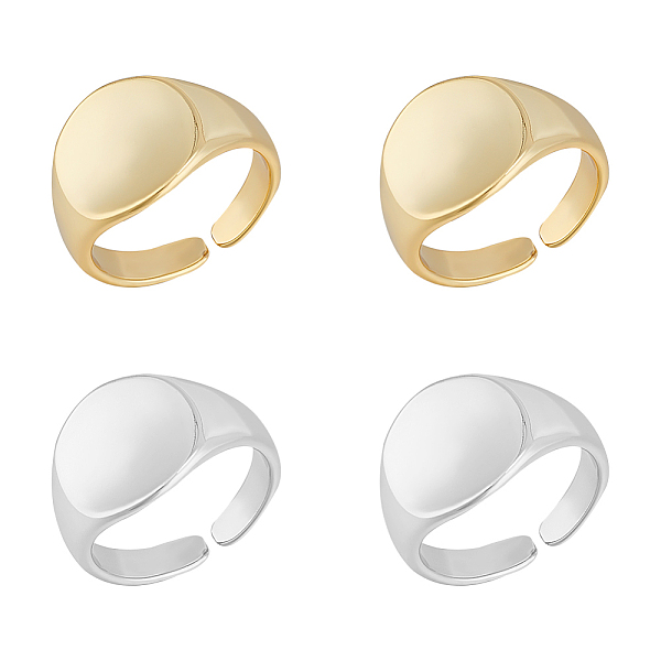 

PandaHall Unicraftale 4Pcs 2 Colors Brass Flat Round Signet Ring, Open Cuff Ring for Women, Platinum & Light Gold, US Size 5 1/2(16.1mm)...