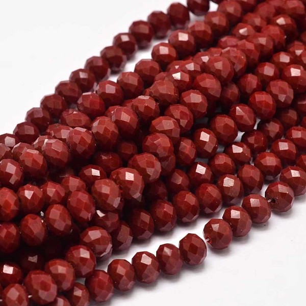 

PandaHall Glass Beads Strands, Decorative Hand Briolette Faceted Rondelle for DIY Craft Bracelet Necklace Jewelry Making, Dark Red, 8x6mm...