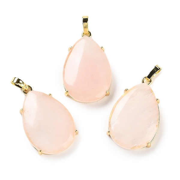 

PandaHall Natural Rose Quartz Pendants, Brass Teardrop Charms, Golden, Cadmium Free & Lead Free, 33x18x5~6mm, Hole: 5x4mm Rose Quartz...