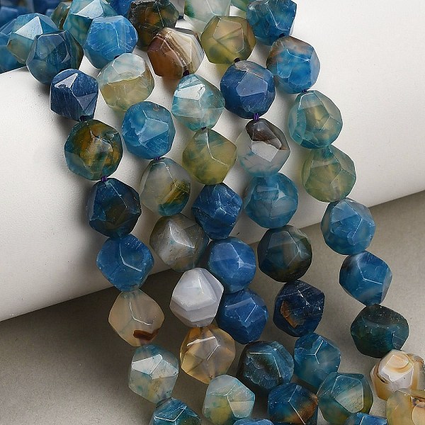 Brins de perles d'agate naturelle (teintes et chauffées)