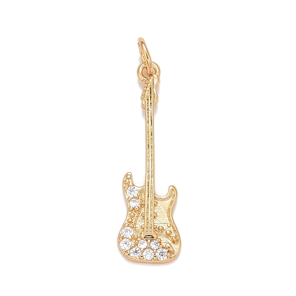 

PandaHall Brass Clear Cubic Zirconia Pendants, Cadmium Free & Nickel Free & Lead Free, Long-Lasting Plated, Electric Guitar, Real 18K Gold...